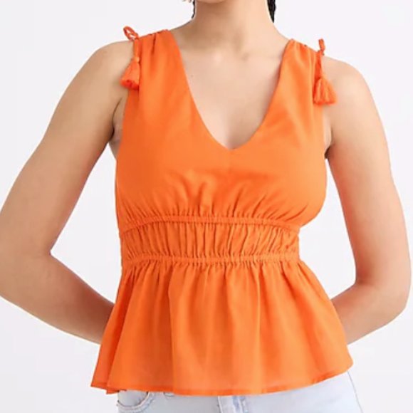 J.Crew V-Neck Cotton Voile Top in Resort Orange Sz Small - Picture 1 of 3